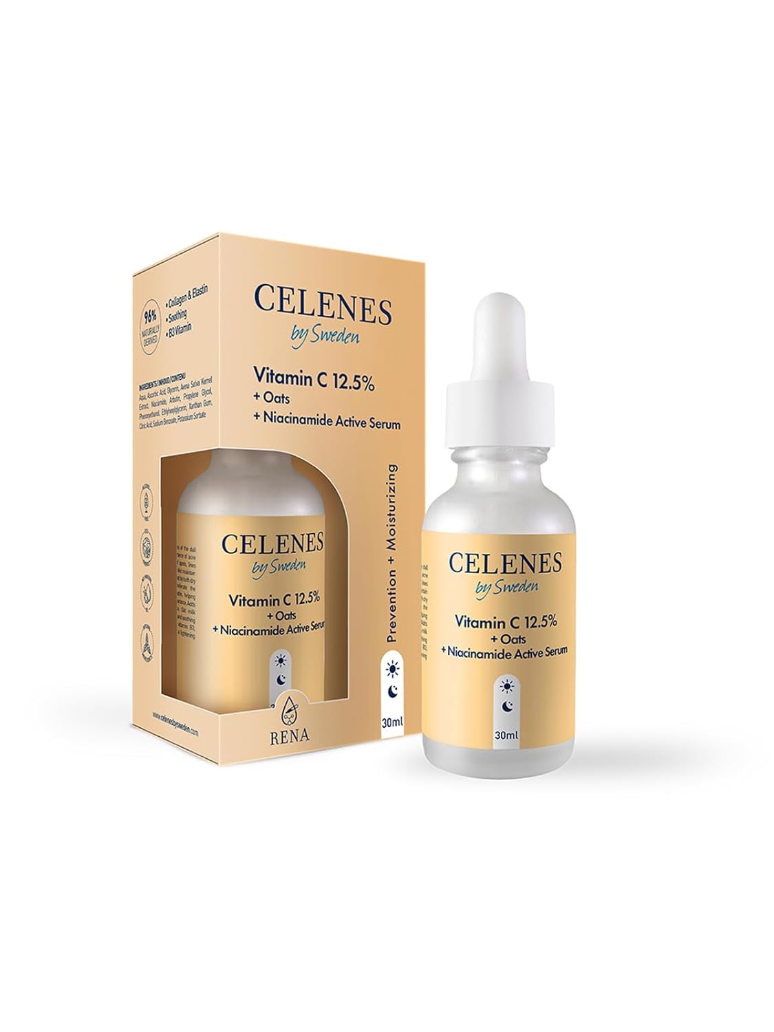 Celenes Vitamin C 12.5% + Oats + Niacinamide Active Yüz Serumu