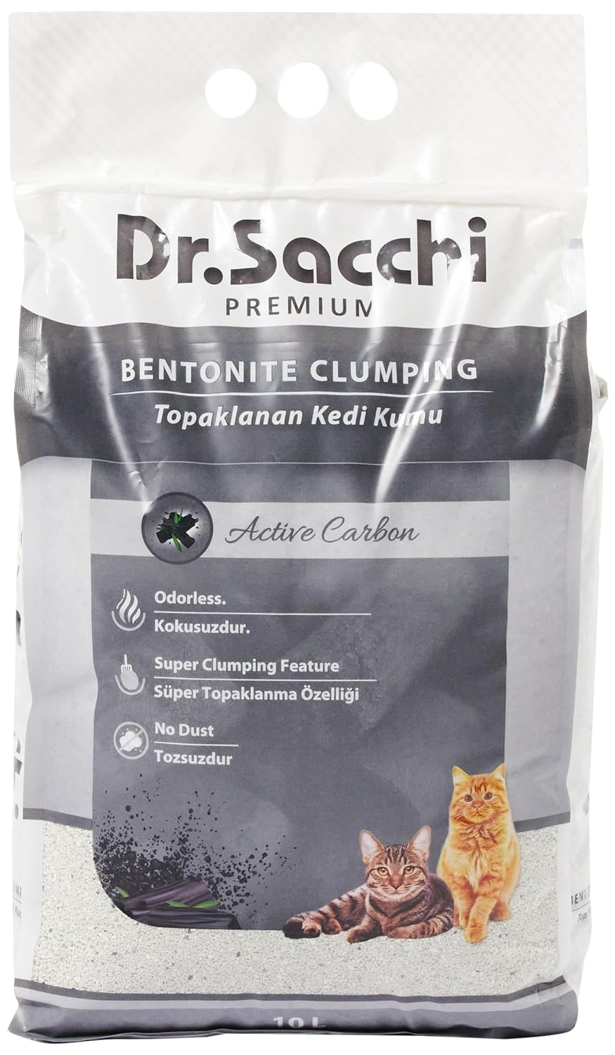 Dr.Sacchi Aktif Karbonlu Bentonit Kedi Kumu 10 Lt