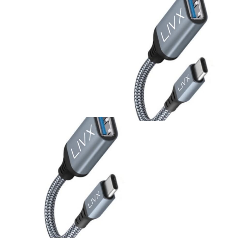 Livx USB 3.0 To Type-C Çevirici Dönüştürücü 60W Hızlı Şarj Desteği 15 cm Kablolu OTG Adaptör Samsung Huawei Xiaomi Macbook ile Uyumlu GRİ OTTCA-01 İkili Paket