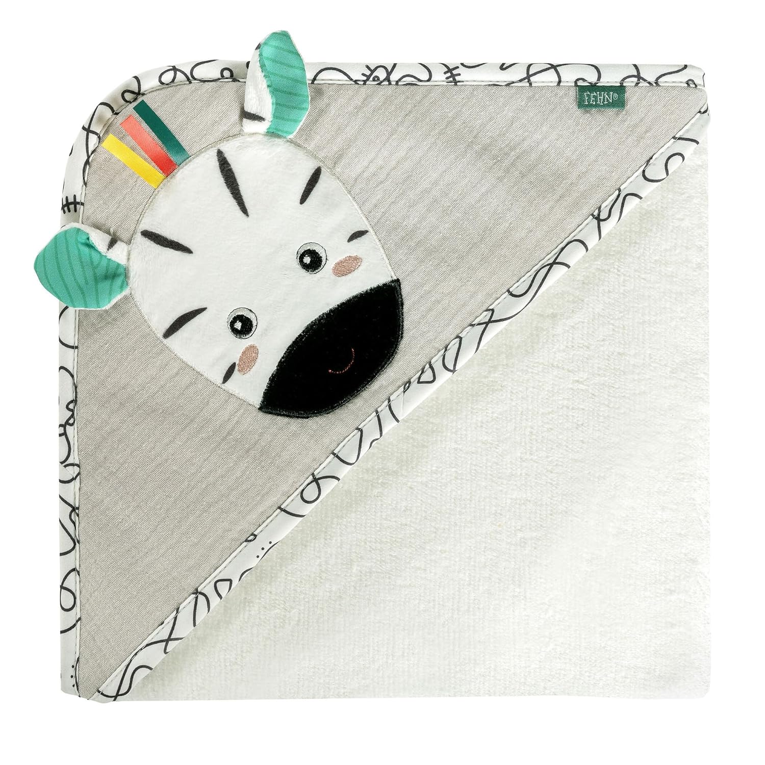 Fehn bebek banyo havlusu, zebra - havlu kumaştan yapılmış çocuk panço banyo havlusu - sevimli zebra havlu - 0+ aylık bebekler ve küçük çocuklar için - kapüşonlu havlu boyutları 80 x 80 cm