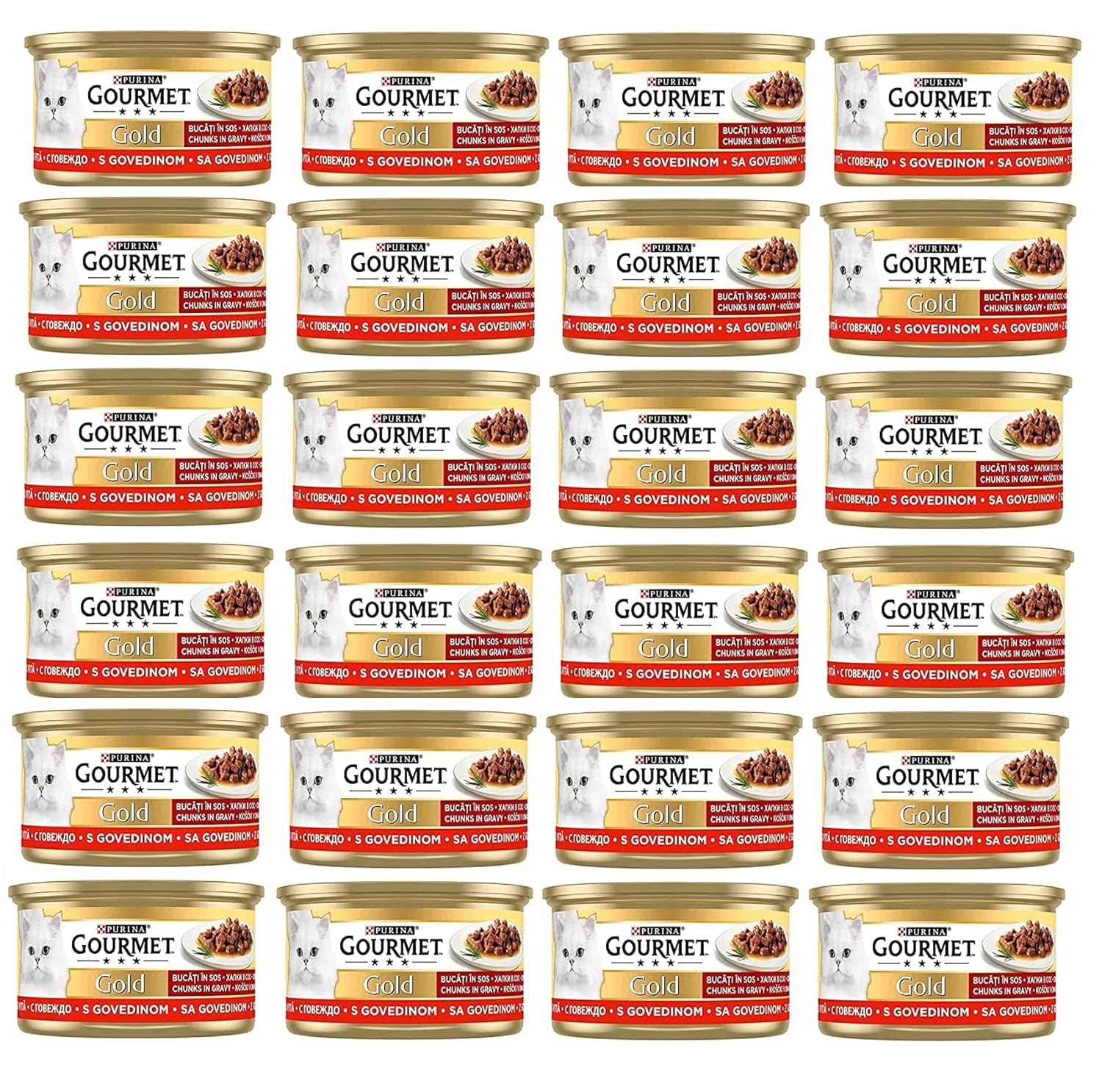 Gourmet Gold Parça Etli Sığır Etli Yaş Kedi Maması (24 x 85 gr)