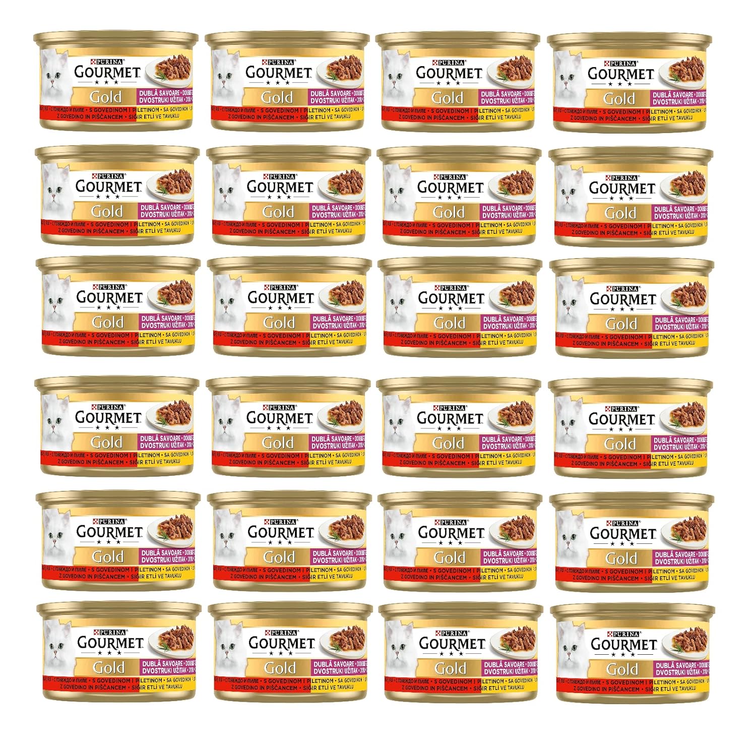 Gourmet Gold Çifte Lezzet Sığır Etli & Tavuklu Yaş Kedi Maması (24 x 85 gr)