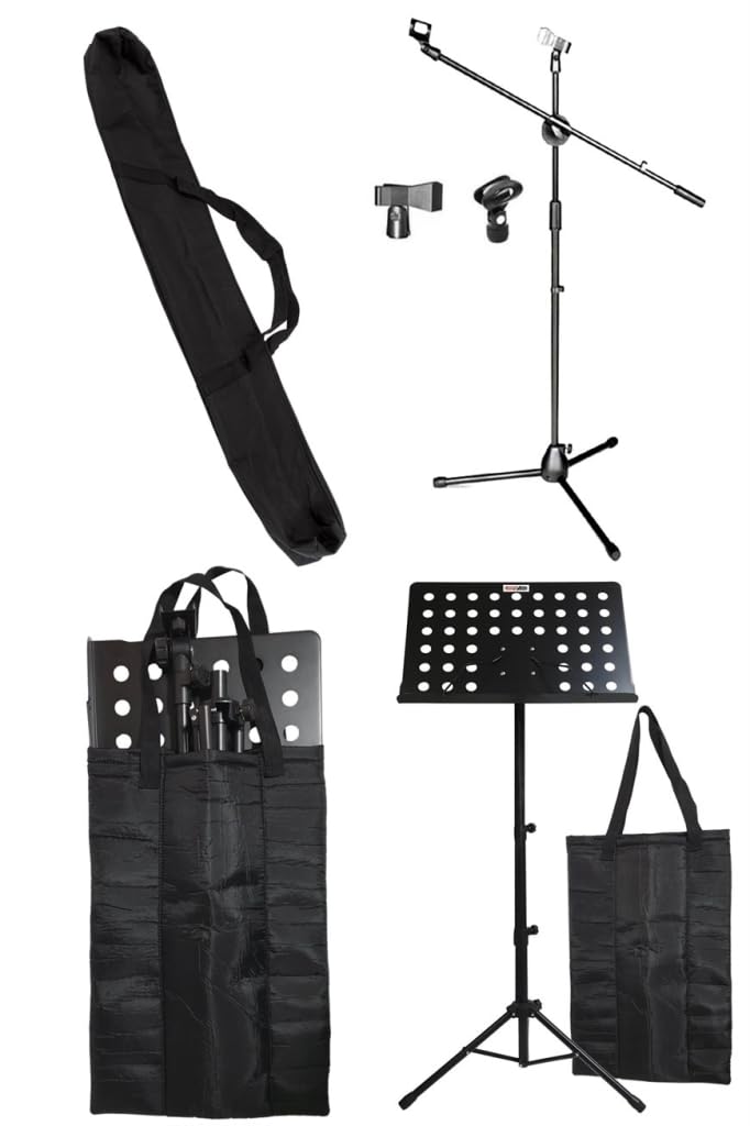 LASTVOİCE NT104-MS06 Nota Standı Sehpası + Mikrofon Sehpası Paketi (Taşıma Çantaları Hediye)