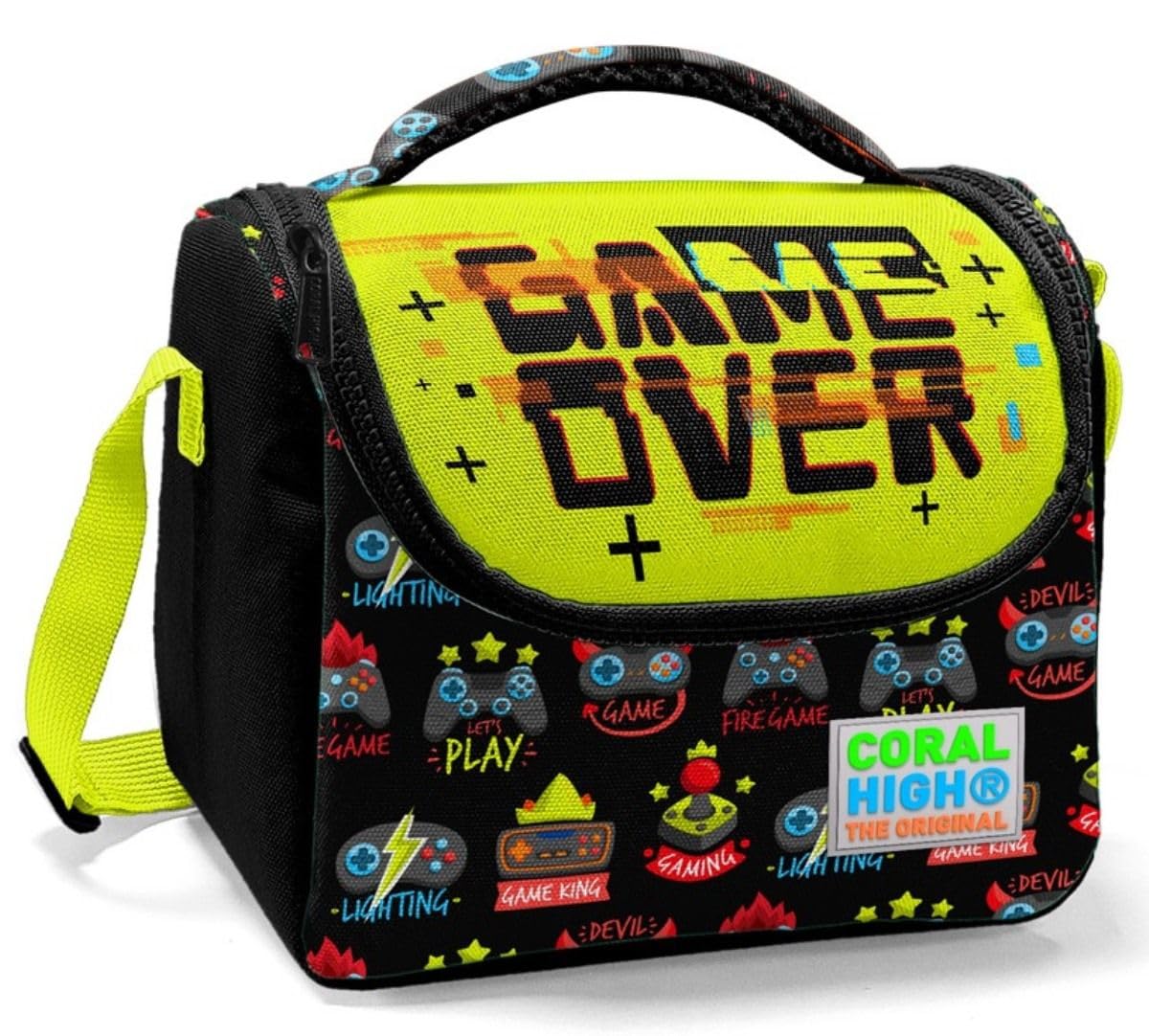 Coral High Siyah Sarı Game Over Erkek Çocuk Beslenme Çantası - Thermo Yalıtımlı