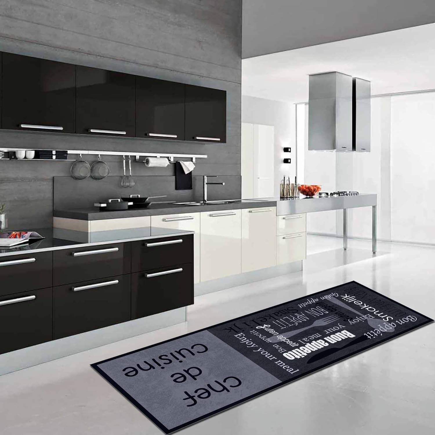 Latte Dizayn Rood Desenli Pamuk Tabanlı Yıkanabilen Kaydırmaz Antibakteriyel Mutfak Halısı 80x150