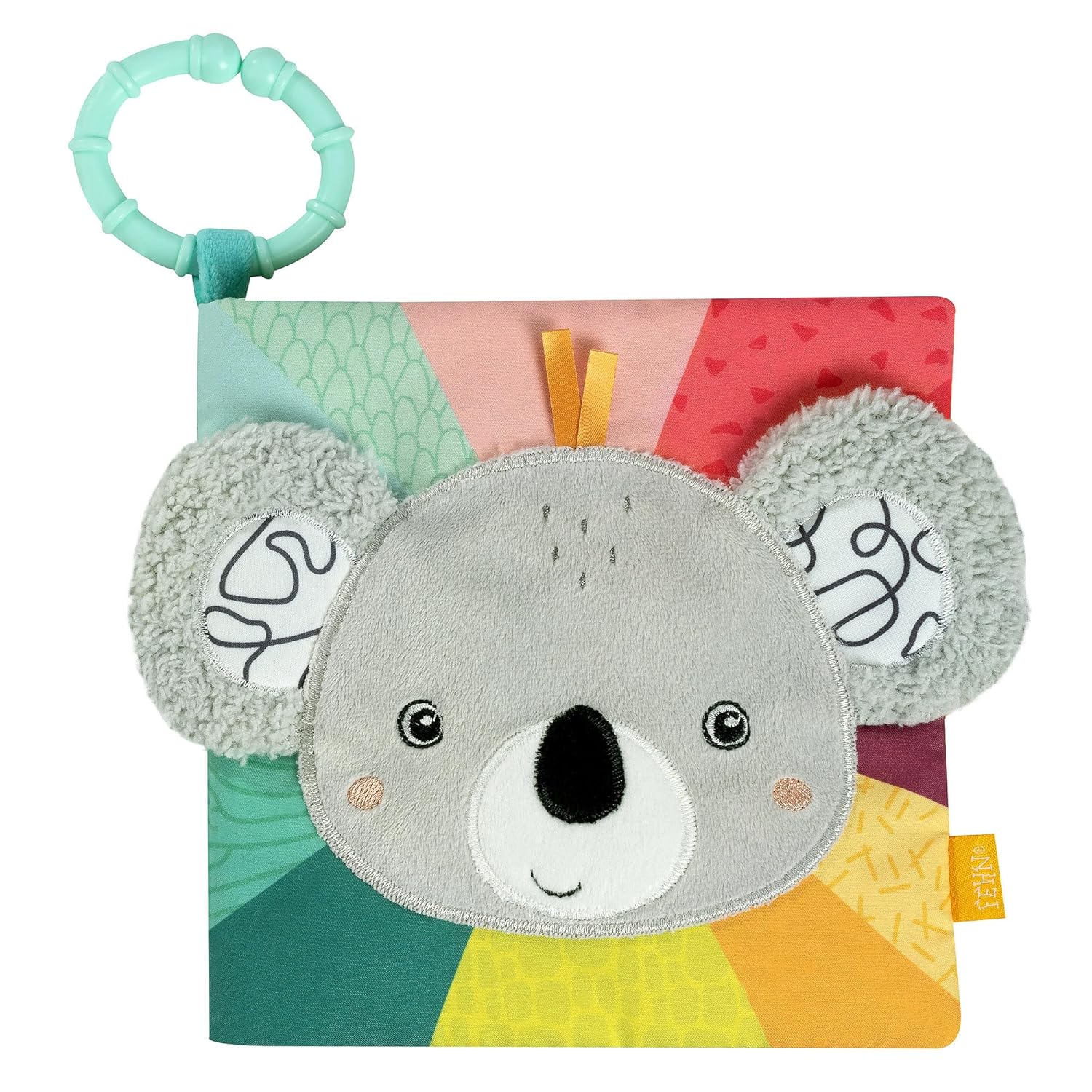 Fehn kumaş kitap Bebek Koala - gıcırdayan, çıngırak ve hışırtılı kağıttan oluşan bebek oyuncak kitabı - sabitleme halkalı - 3+ aydan itibaren bebekler ve küçük çocuklar için