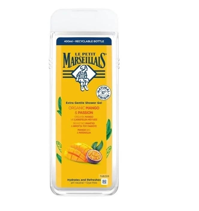 LE PETIT MARSEILLAIS, Lpm Organik Mango Ve Çarkıfelek Meyvesi 400ml Duş Jeli, Beyaz Ve Sarı