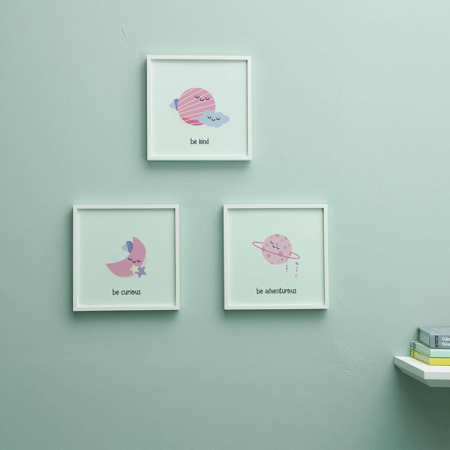 Bebek Odasına Özel Minimal Tasarımlı Çerçeve 3'lü 20x20 cm