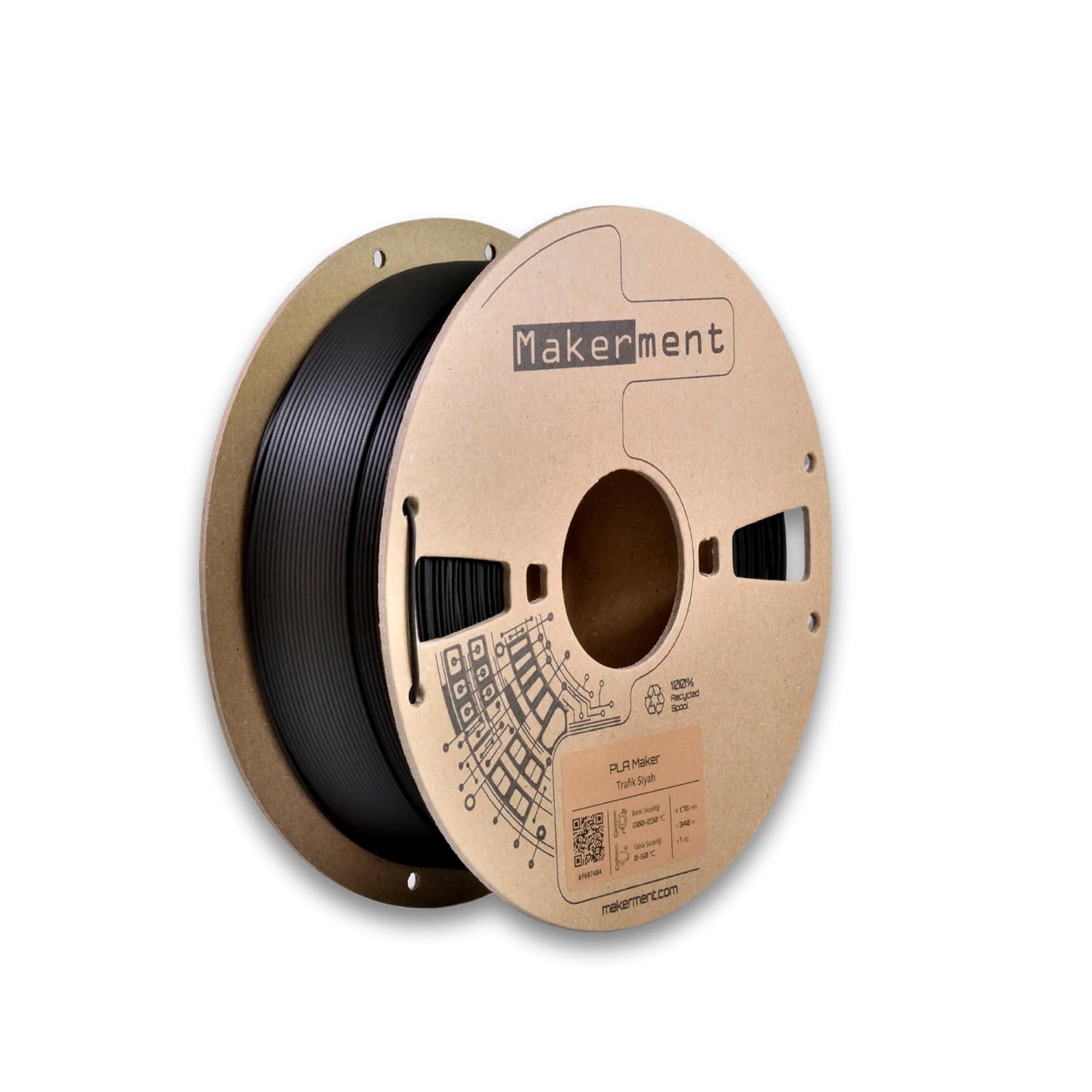 Makerment PLA Maker, 1.75mm 1kg 3D Yazıcı PLA Filament (Trafik Siyah)