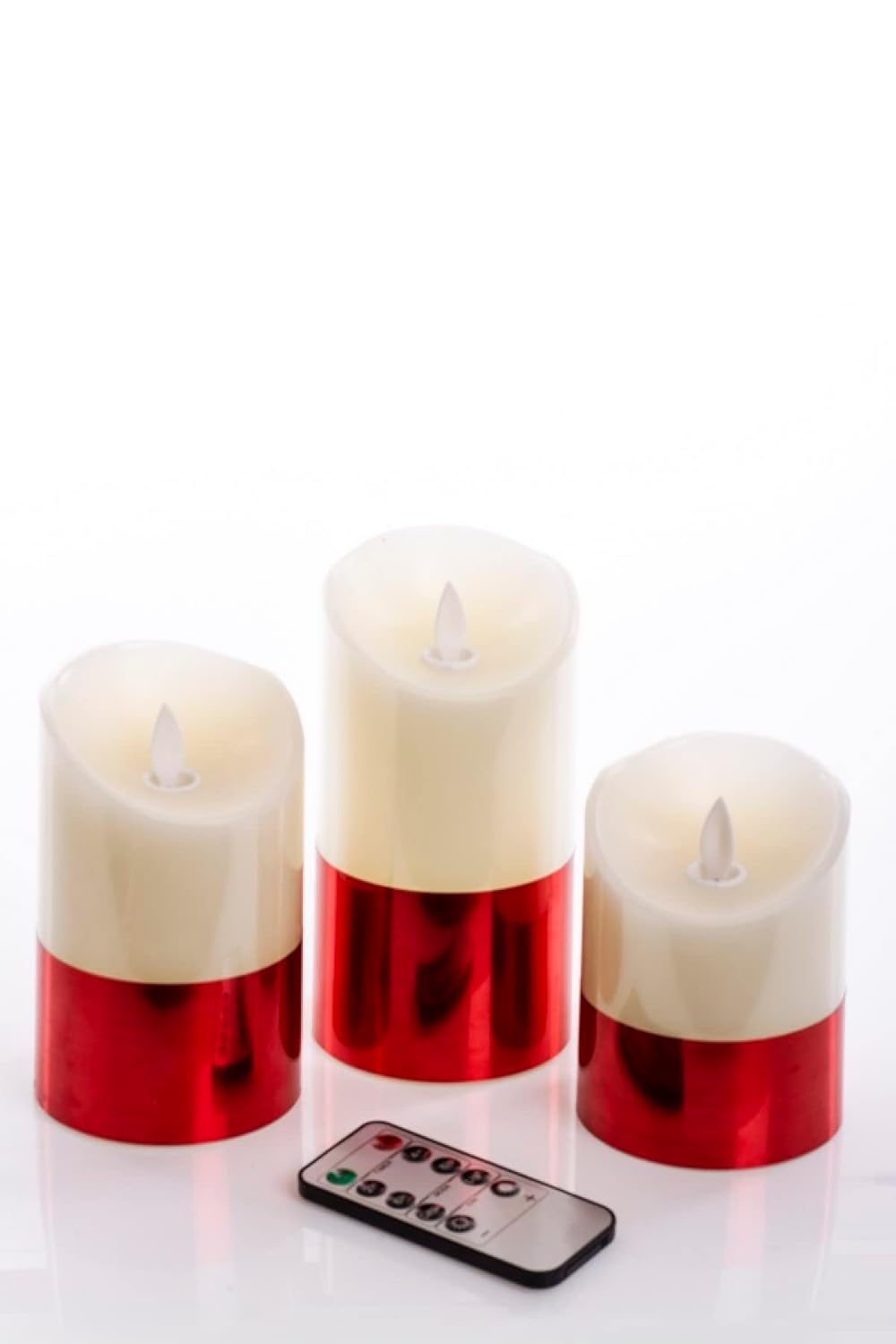 Mukko Home 3LÜ KUMANDALI KIRMIZI LEDLİ MUM SET 20