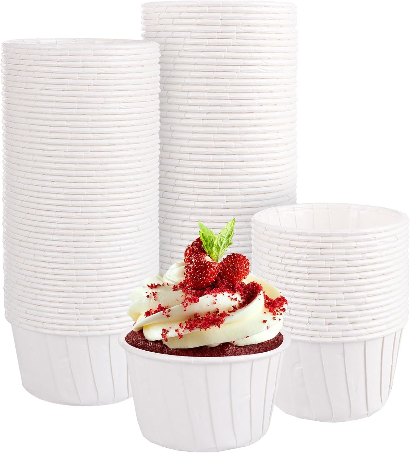Trend Hediye Sepeti 50'li Beyaz Muffin Kek Kalıbı, Kek Kapsülü Cupcake Kalıbı, Airfryer Uyumlu