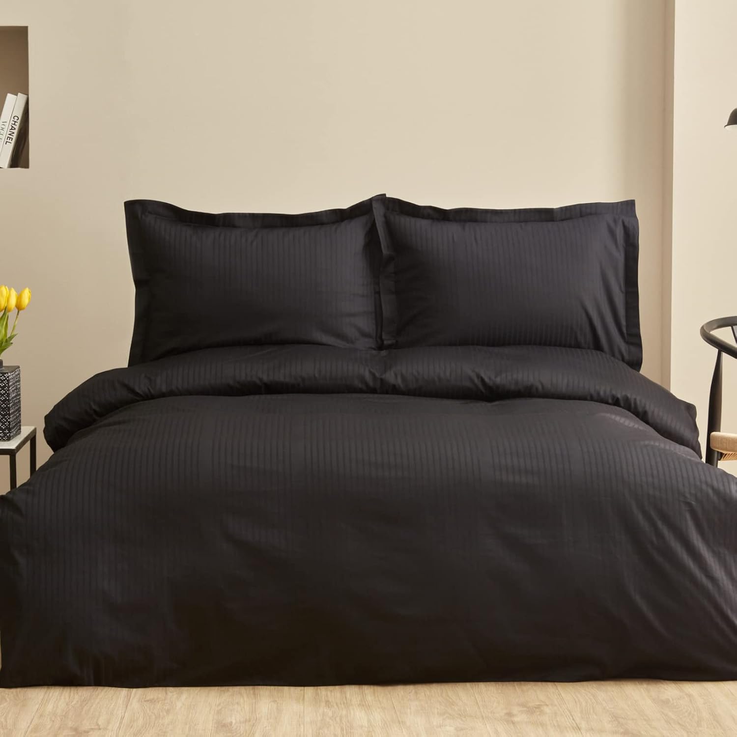 Karaca Home Uniq%100 Pamuk Çift Kişilik Saten Nevresim Takımı Siyah
