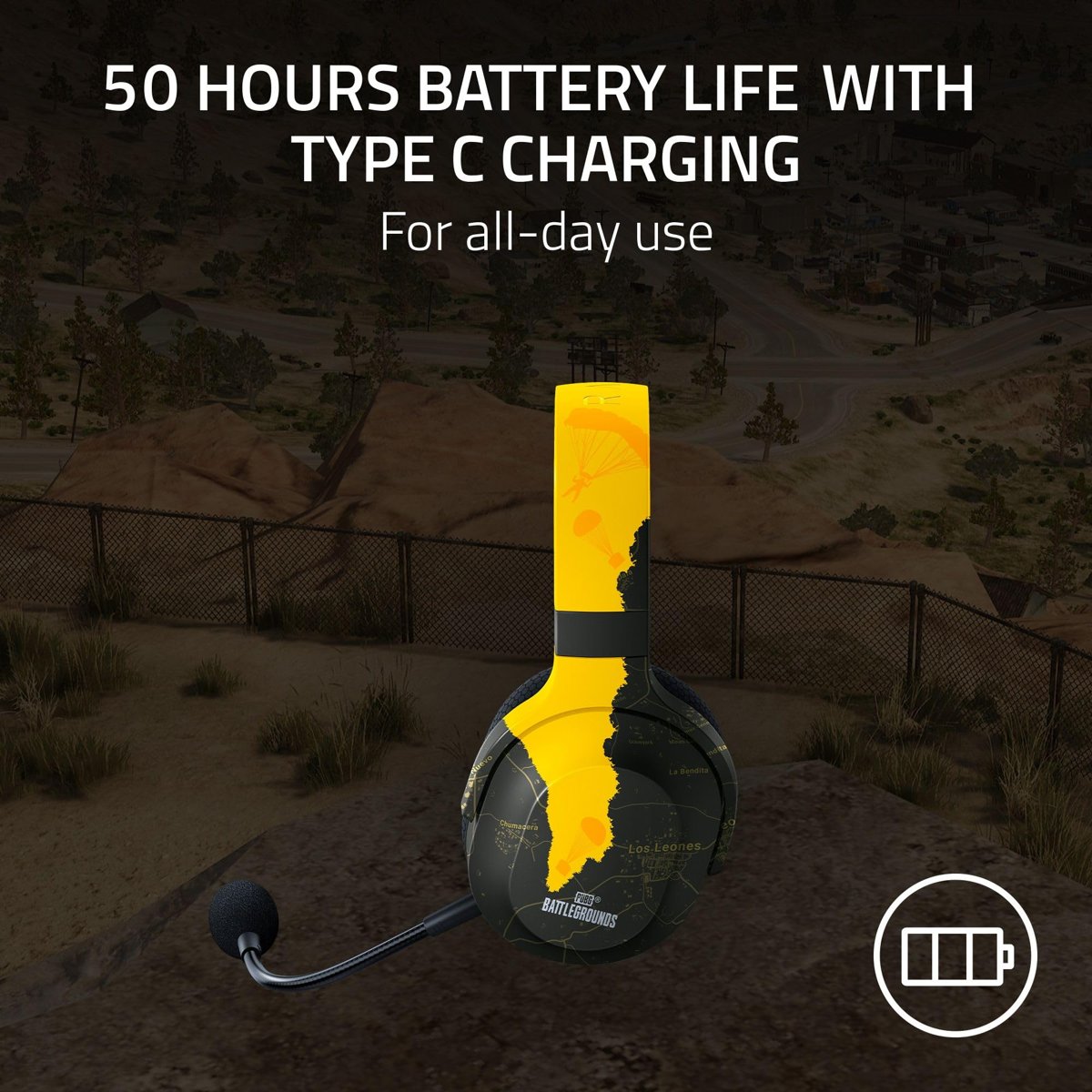 Razer Barracuda X - Kablosuz çoklu platform oyun ve mobil kulaklık (kablosuz USB-C çoklu platform bağlantısı, 250 g ergonomik tasarım, 40 mm sürücü, 20 saat pil ömrü) PUBG: Battlegrounds Edition