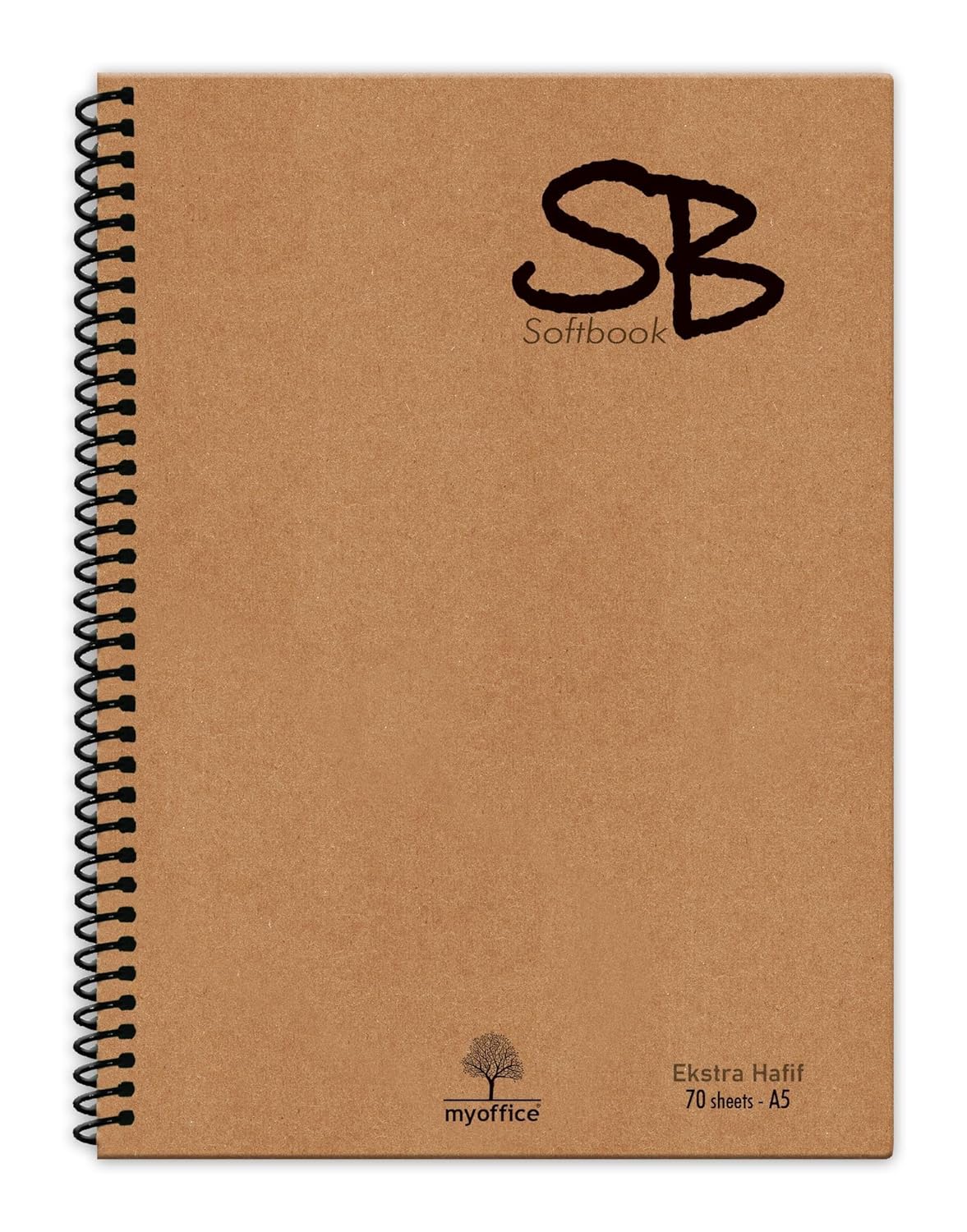 SB A5 140 Sf. Defter Kraft Kapak Spiralli Hafif Kağıt KARELİ 70 Yp.
