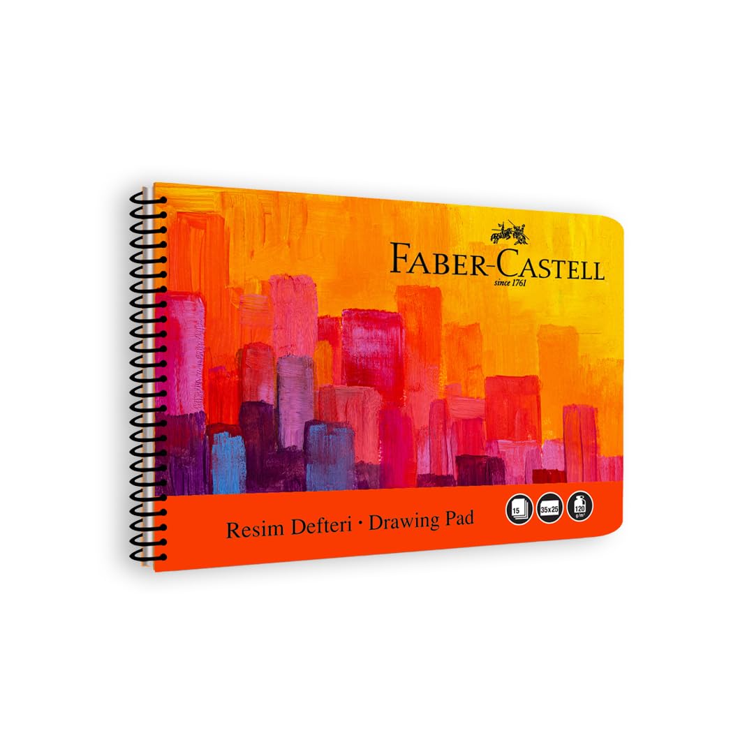 Faber-Castell Resim Defteri, 25x35 cm, 30 Yaprak, Sert Karton Kapak, Spiral Cilt, 120g Kaliteli Kağıt, Kolay Koparılabilen Sayfalar, Boyama Teknikleri Kılavuzu İçerir