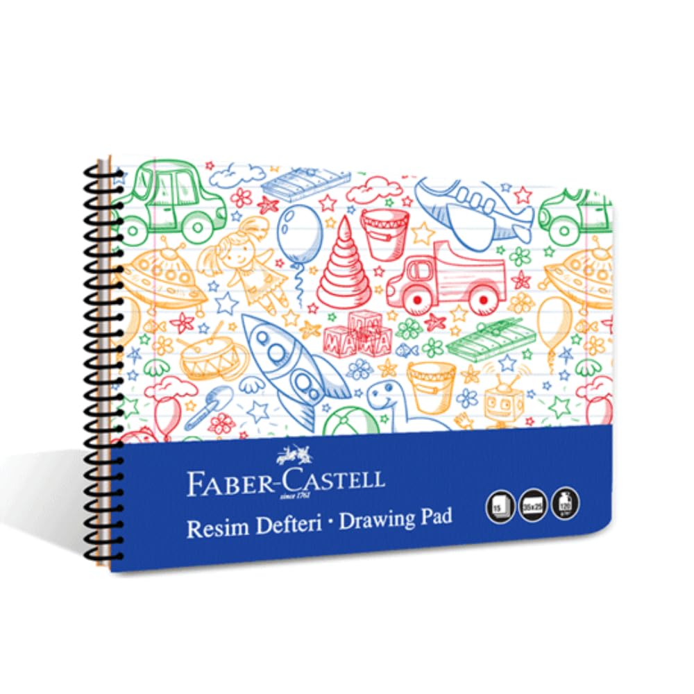 Faber-Castell Resim Defteri, 25x35 cm, 30 Yaprak, PP Kapak, Spiral Cilt, 120g Kağıt, Kolay Koparılabilir Sayfalar, Boyama Teknikleri Sayfası İçerir