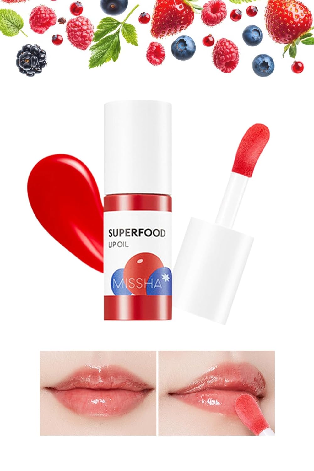 MISSHA Dudakları Nemlendiren ve Besleyen Orman Meyveli Dudak Bakım Yağı Super Food Lip Oil Berry