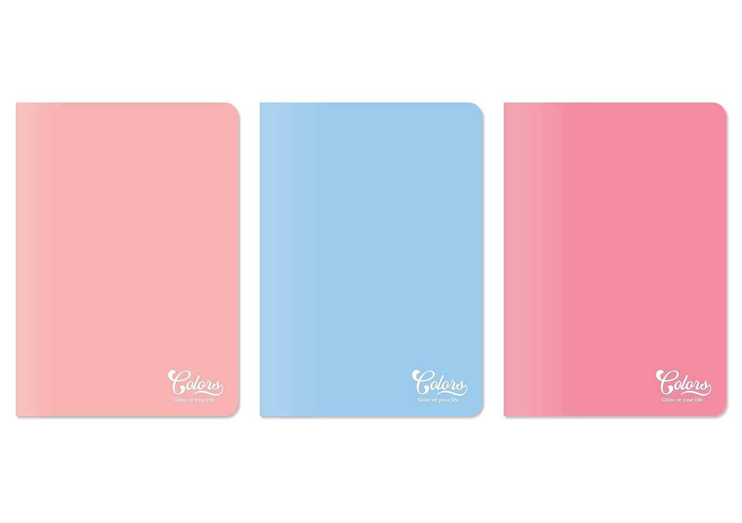 Meteksan Colors A5 40 Yaprak Kareli Defter, 3'lü Paket, Somon, Pembe, Mavi