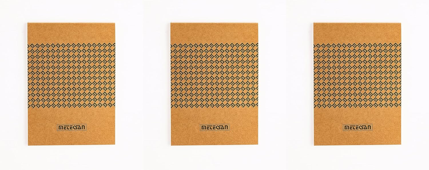 Meteksan 17x24 cm Kraft Bloknot 50 Yaprak, Kareli, 3'lü Paket