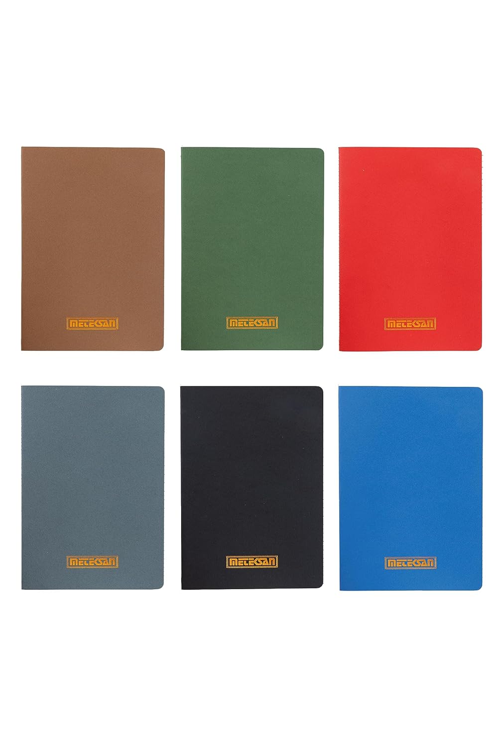 Meteksan Notes 13x21 cm Karton Kapaklı İplik Dikişli Defter, 24 Yaprak, 6'lı Paket, Koyu Renkler