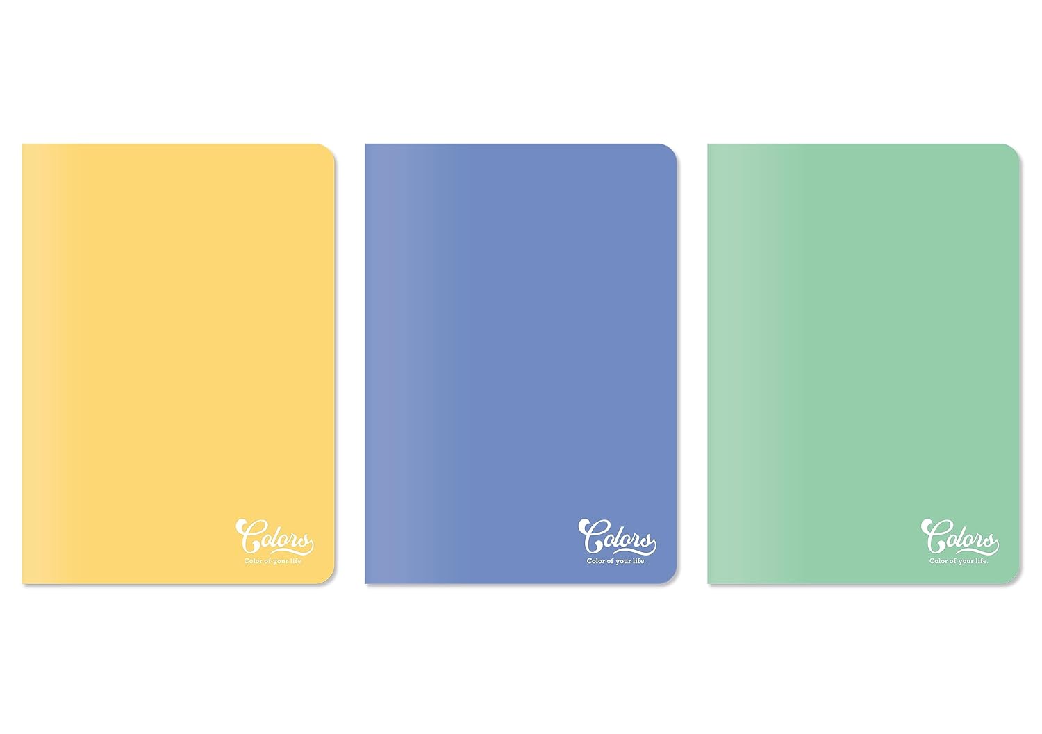 Meteksan Colors A5 60 Yaprak Kareli Defter 3'lü Paket, Mor, Yeşil, Sarı