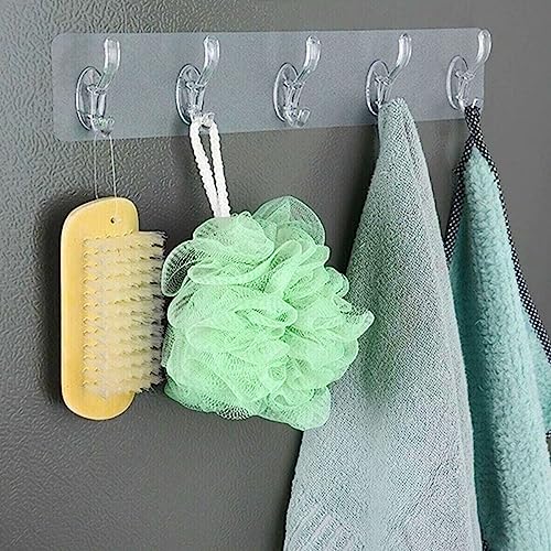 BUFFER® 5'li Güçlü Yapışkanlı Şeffaf Duvar Askısı Banyo Mutfak Düzenleyici Pratik Askılık