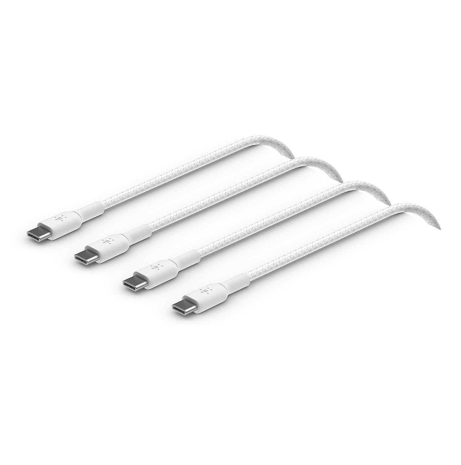 Belkin Boost Charge Örgülü USB-C, Hızlı Şarj Cihazı, USB-C Şarj Kablosu, iPhone 16, 15, Samsung Galaxy S24, S23, Pixel, iPad, MacBook, Nintendo ve Daha Fazlası için, 1 Metre, 2'li Paket, Beyaz