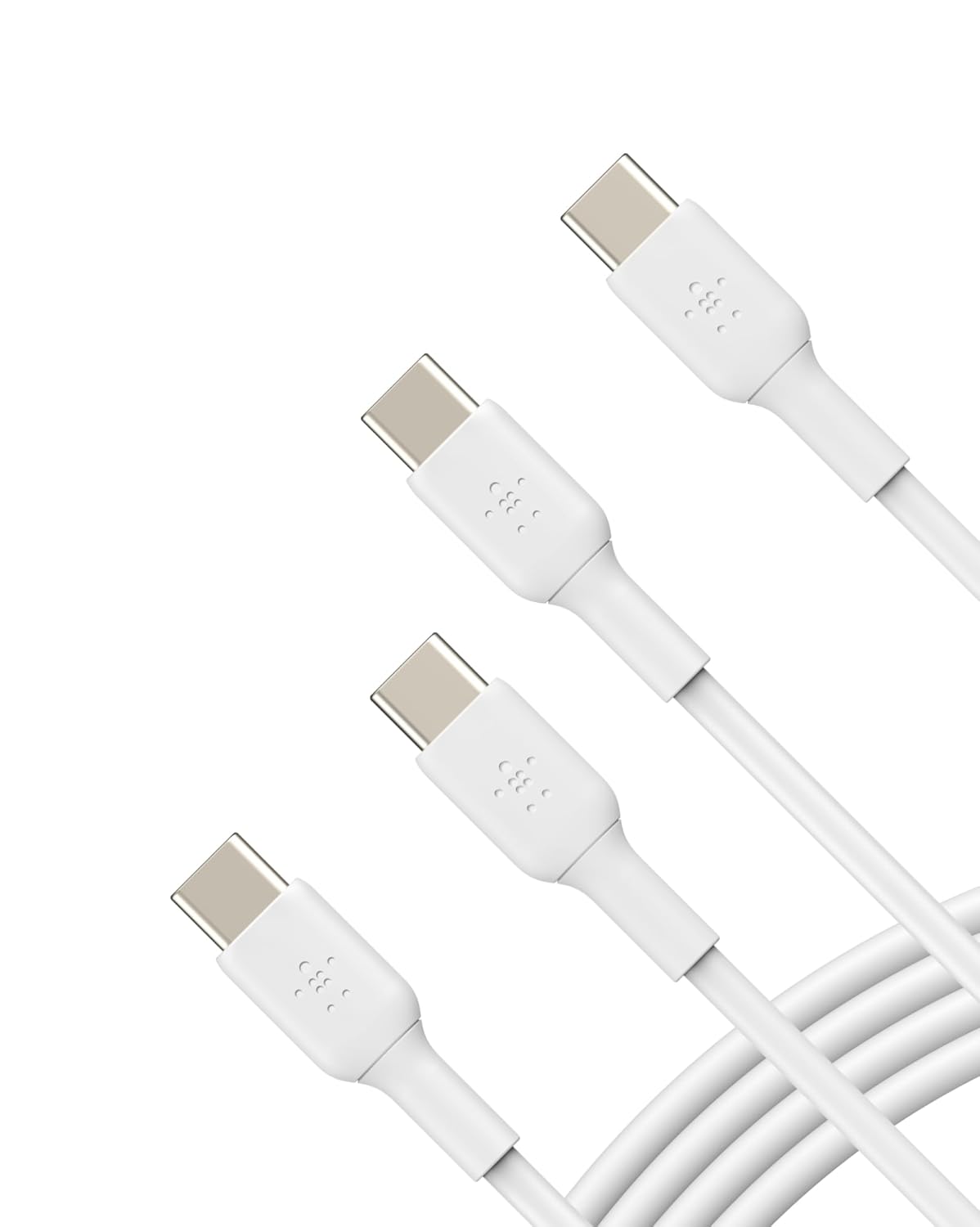 Belkin USB-C - USB-C Kablosu (1M/3.3ft), iPhone 15, iPhone 15 Pro, iPhone 15 Pro Max, iPhone 15 Plus, Galaxy S23, S22, Not, Piksel, iPad Pro, USB-C Kablosu için USB-C Hızlı Şarj Kablosu - Beyaz (2'li