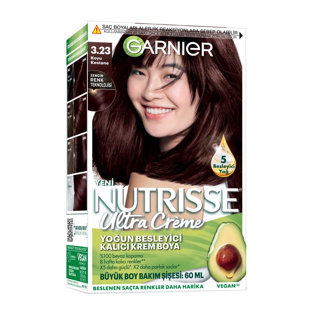 Garnier Nutrisse Yoğun Besleyici Kalıcı Krem Saç Boyası 3.23 Koyu Kestane
