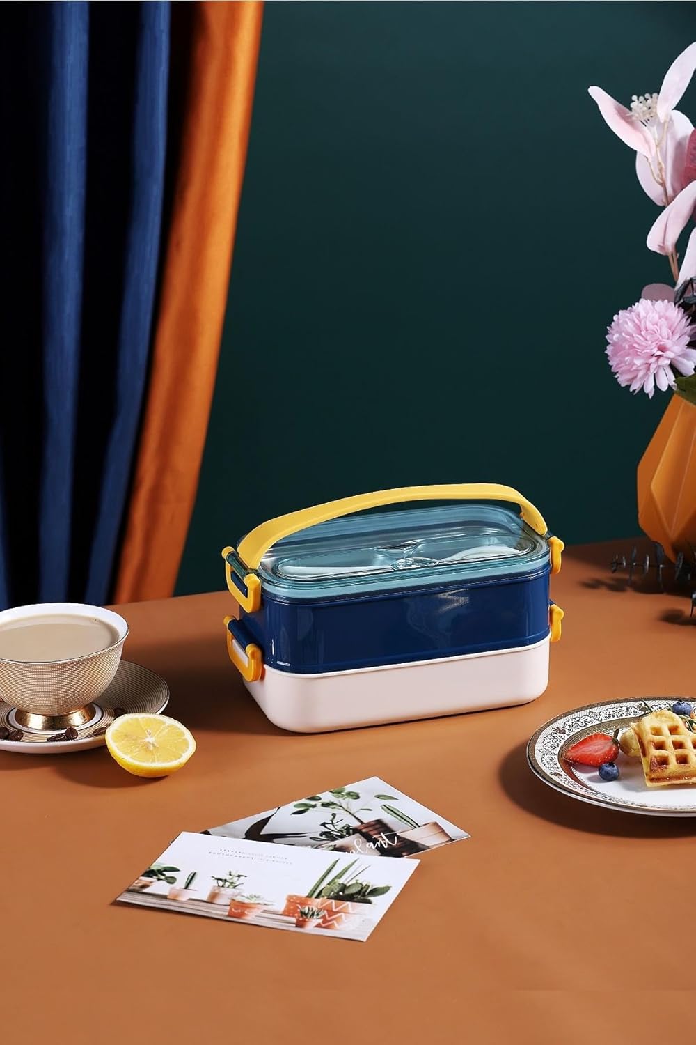 Vagonlife Bento Lunch Box Ofis-Okul İçin Yeni Nesil Sefer Tası Taşınabilir Yemek Kutusu Çelik FF462 Lacivert