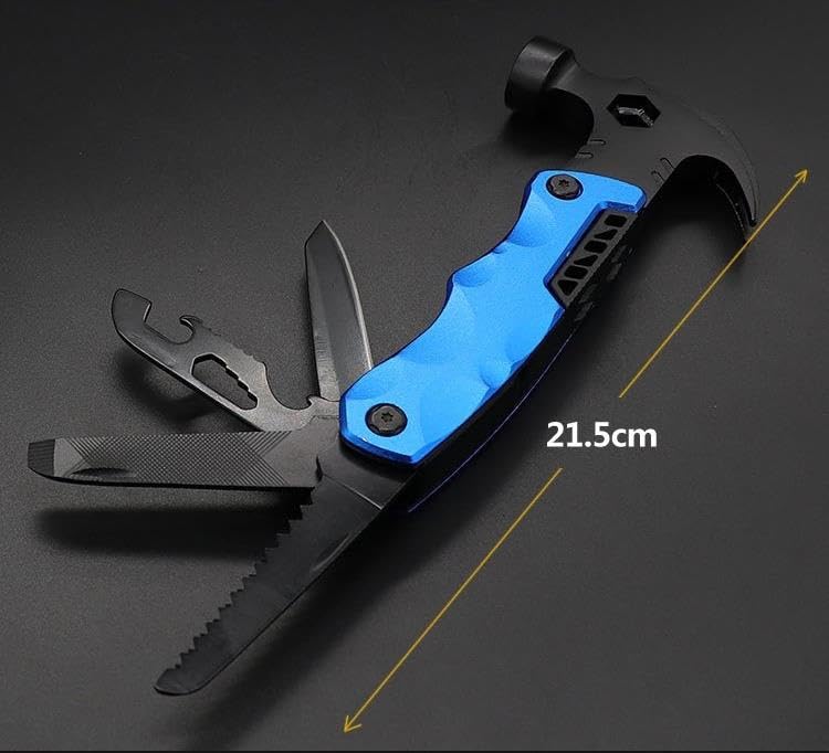 Valkyrie Çok Fonksiyonlu Çekiç Çakı Çantalı Kamp Outdoor Testere Tornavida Seti Mavi