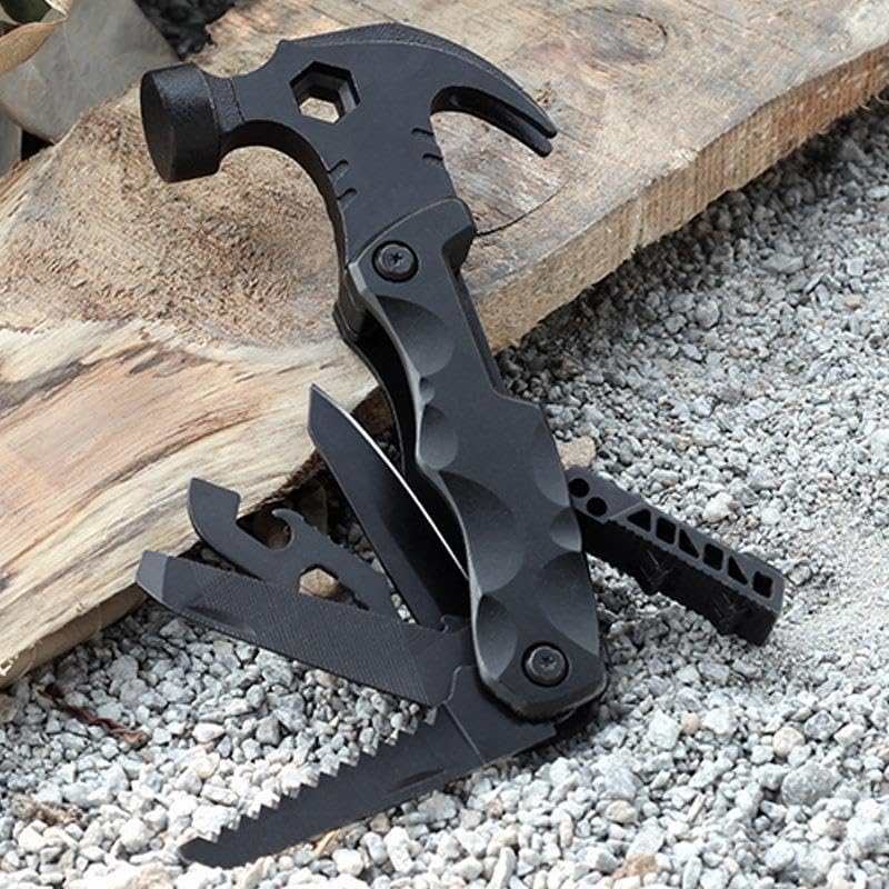 Valkyrie Çok Fonksiyonlu Çekiç Çakı Çantalı Kamp Outdoor Testere Tornavida Seti Siyah