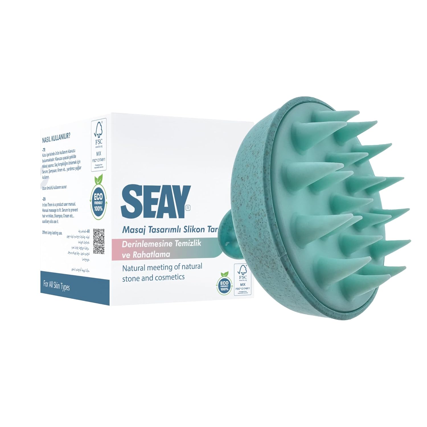 Seay Saç Bakım Fırçası, Saç Derisine Masaj Yapan Şampuan Tarağı, Duş Fırçası Slikon Saç Masaj Tarağı Mavi