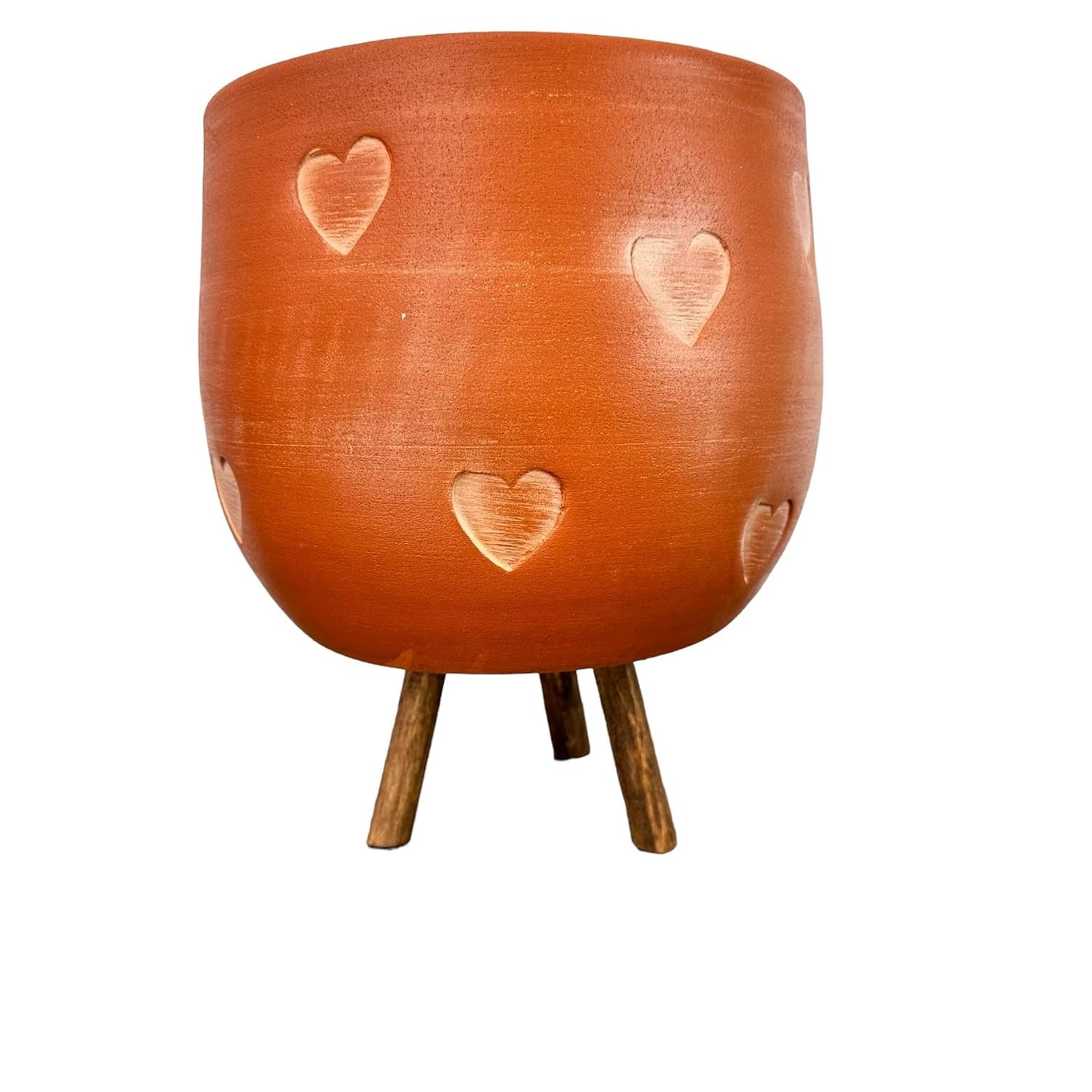 Bitki Tasarımı Ev Dekorasyon Aksesuar Kalp Desenli Toprak Saksı Saksılık Salon Çiçeklik 3 Ayaklı - 19 CM