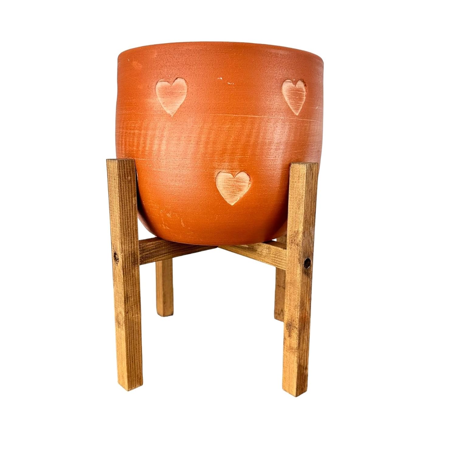 Bitki Tasarımı Ev Dekorasyon Aksesuar Kalp Desenli Toprak Saksı Saksılık Salon Çiçeklik 4 Ayaklı - 19 CM