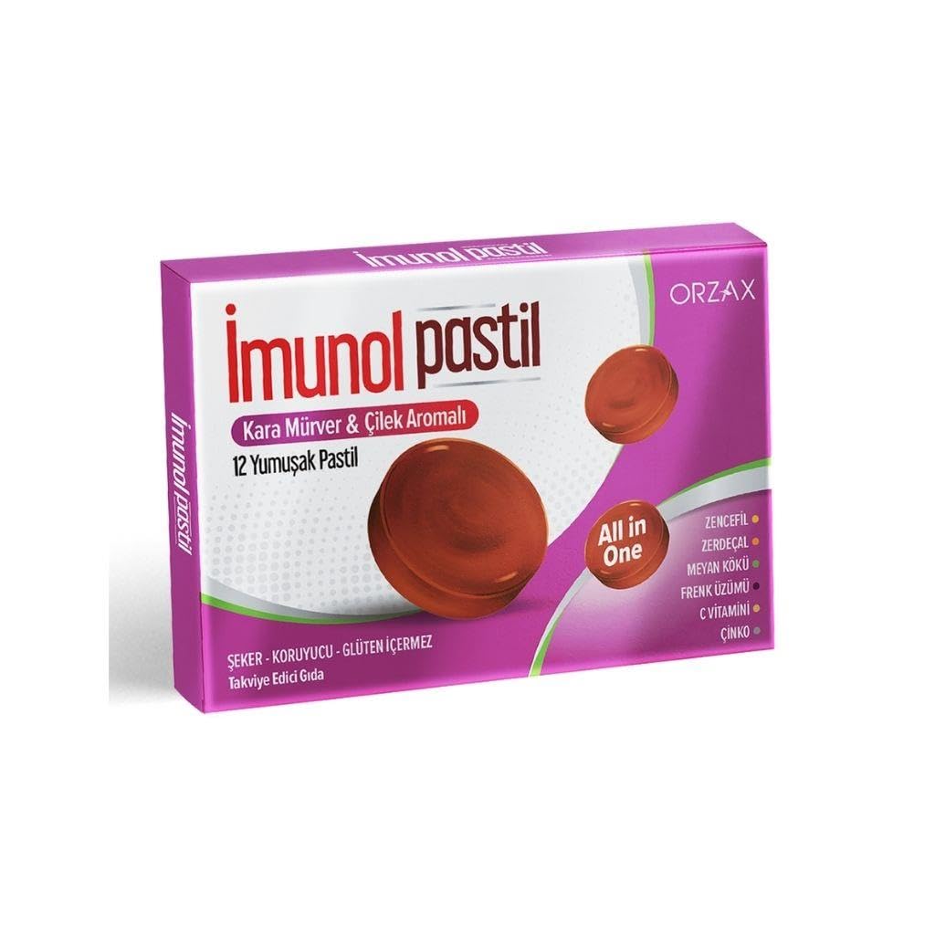 Orzax İmunol Karamürver-Çilek Aromalı 12 Pastil
