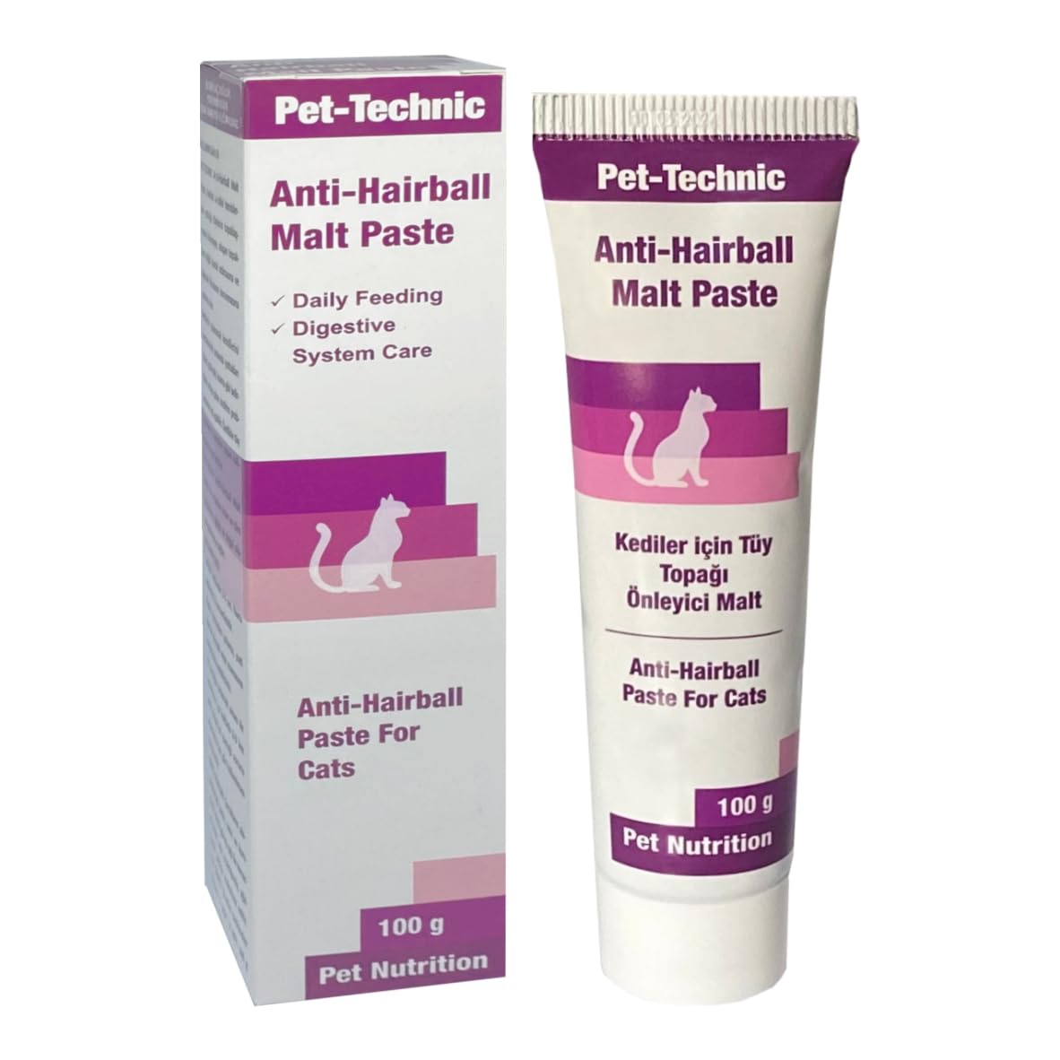 Pet-Technic Anti Hairball Malt Paste – Kediler İçin Malt Bazlı Tüy Yumağı Önleyici Takviye Macunu – 100g