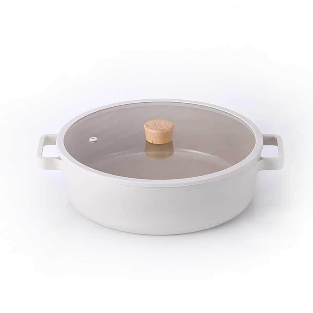 Neoflam Fika Cam Kapaklı Alüminyum Döküm Sığ Tencere 30 cm D-NEOF230L