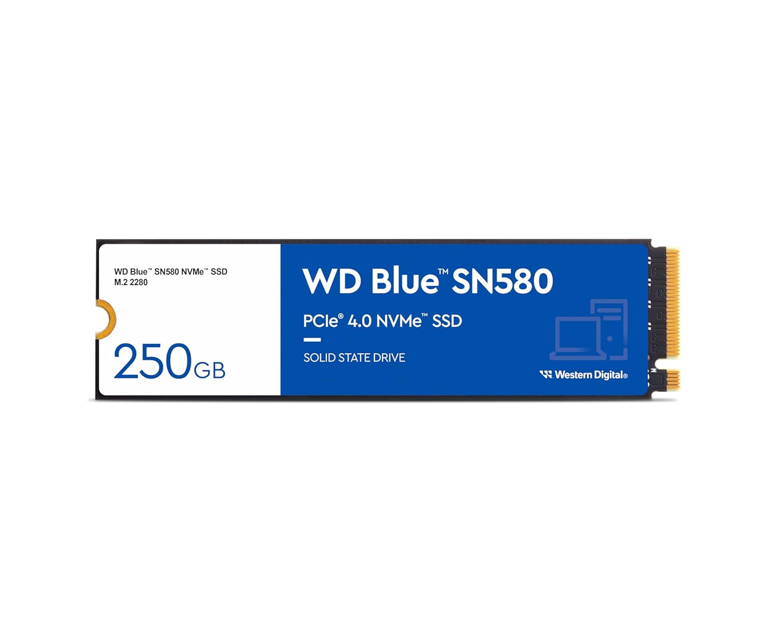 Western Digital WD Blue SN580 NVMe SSD 250 GB (PCIe Gen4 x4, 4.000 MB/s'ye kadar okuma, M.2 2280, nCache 4.0 teknolojisi) mavi