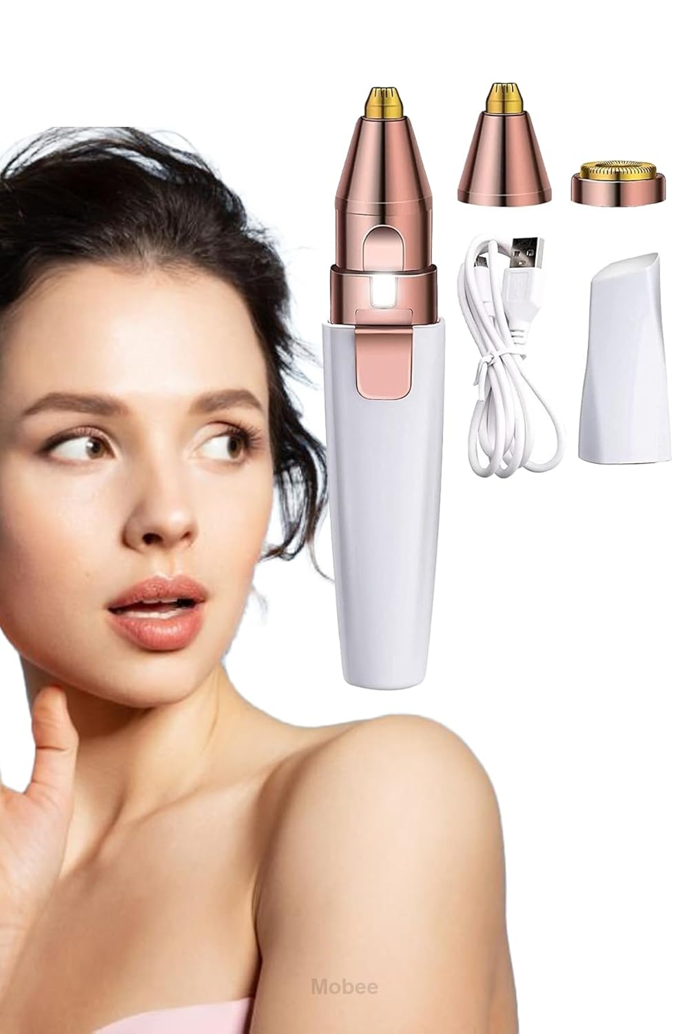 Mobee Tüm Cilt Tipleri Için 2 Başlıklı 2 In 1 Şarjlı Epilasyon Aleti Yüz Epilatörü