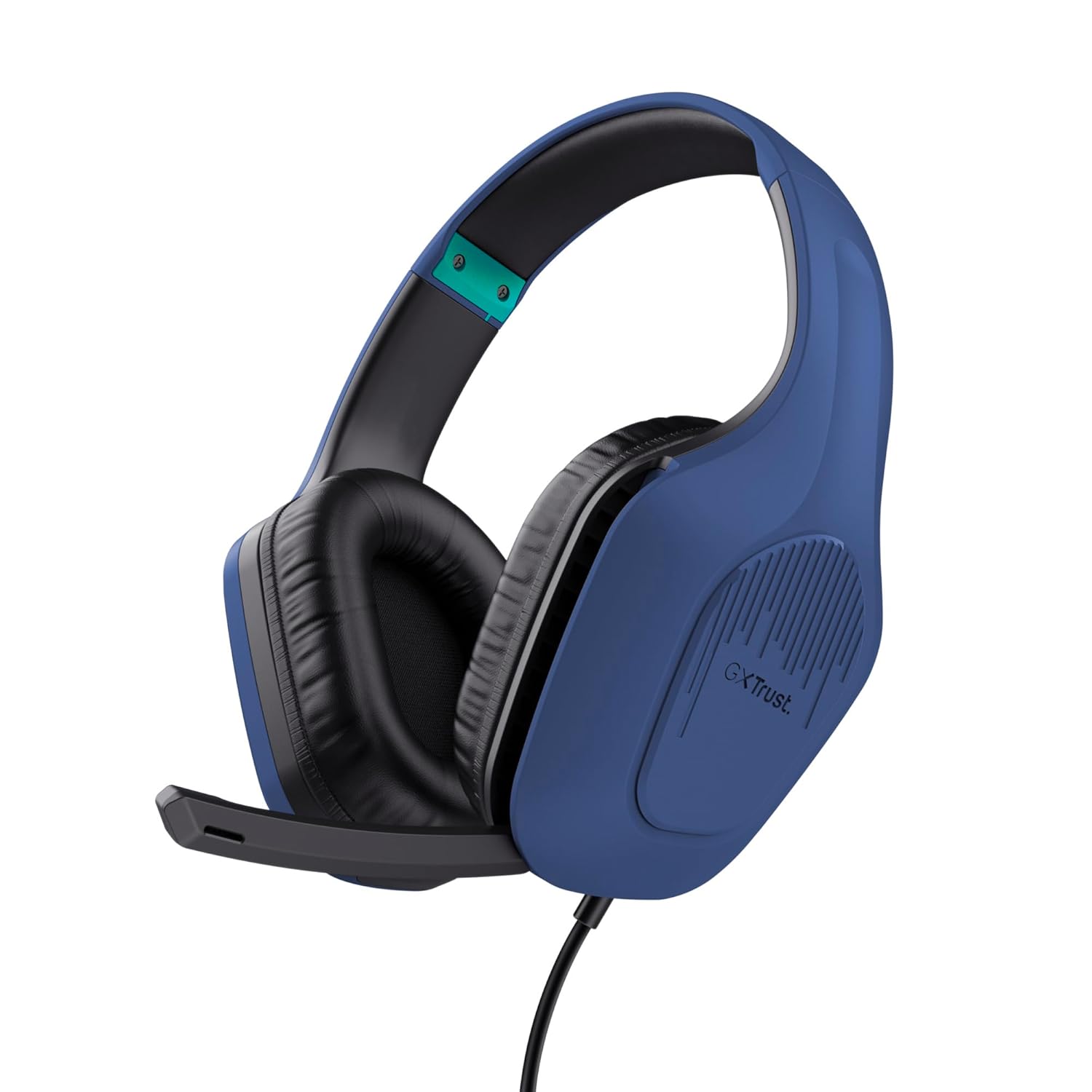 Trust Gaming GXT 415B Zirox Hafif Oyun Kulaklığı, 50 mm Sürücülü PC, Xbox, PS4, PS5, Anahtar, Mobil, 3,5 mm Ses Jakı, 2 m Kablo, Kulak Üstü Mikrofonlu Kulaklık, Mavi