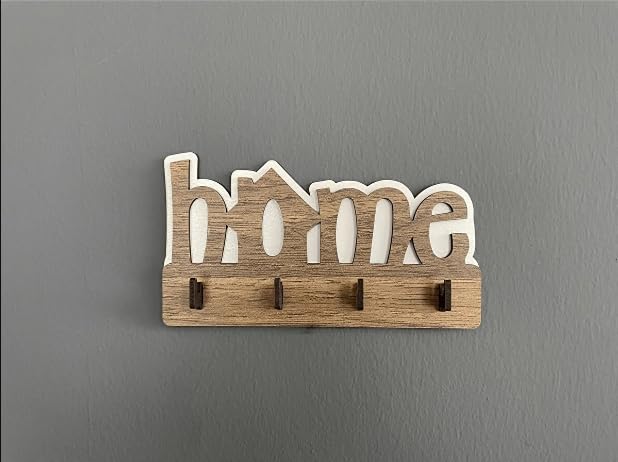 HAPPENS Home Ahşap Duvar Dekoru Anahtar Askısı Dekoratif Anahtar Askılığı Hediyelik (17x9cm) (Kahverengi)