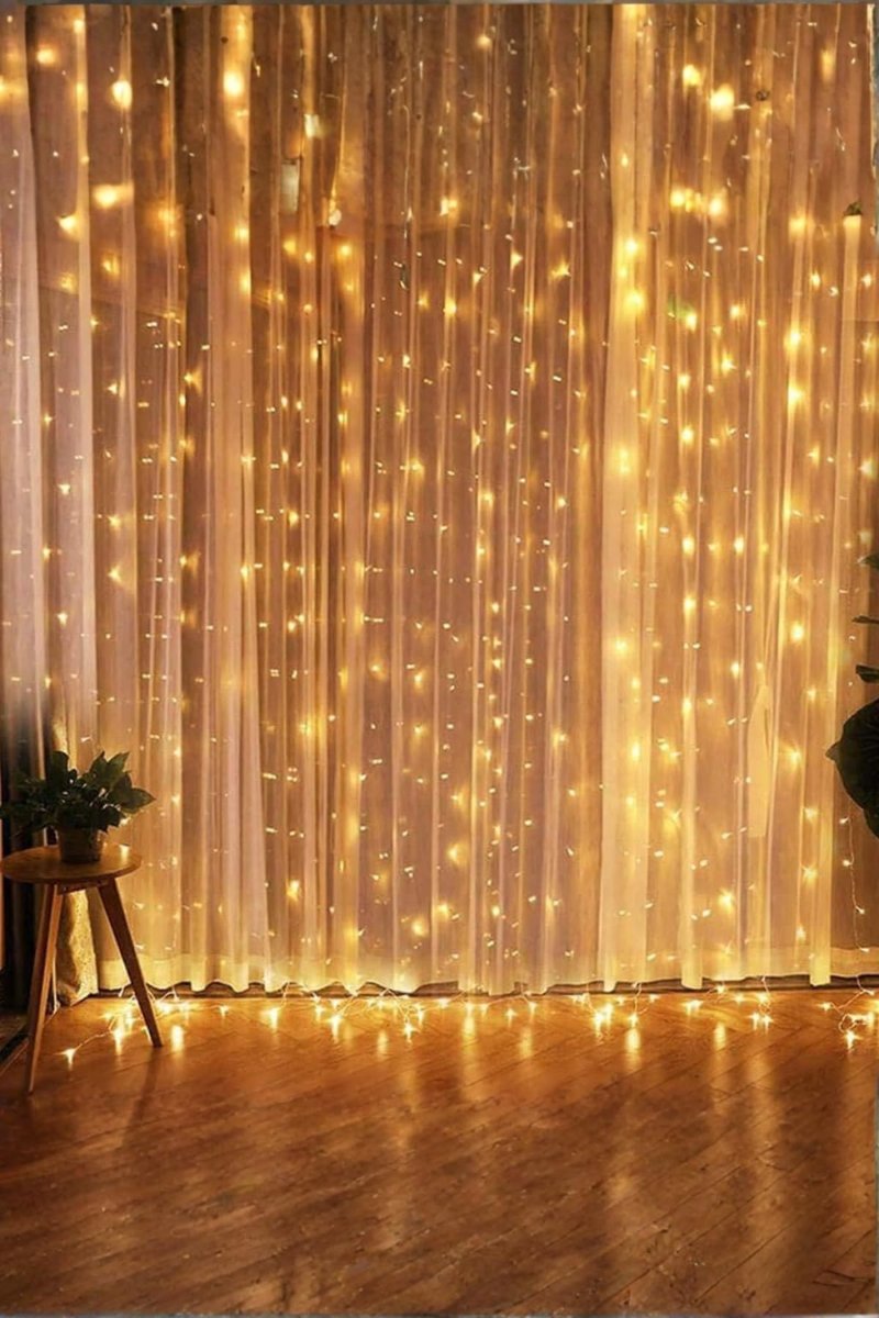 Zauss Kumandalı 8 Ayrı Moda Sahip 3mx3m (300 Cm X 300 Cm) Perde Led 10 Saçaklı Gün Işığı
