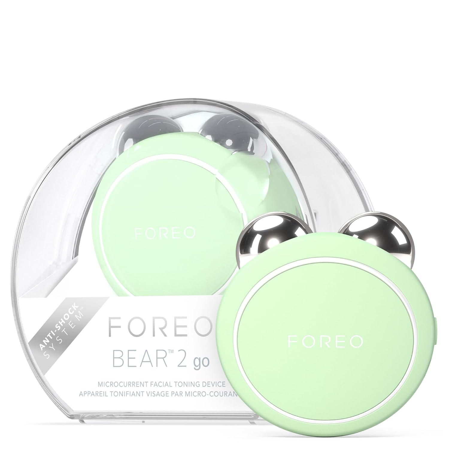 FOREO BEAR 2 go - Travel-friendly Toning Microcurrent Facial Device - For Fine Lines & Wrinkles - Anti Aging - Face Sculpting - Instant Full Face Lift - Compact Skin Care Tools - Pistachio