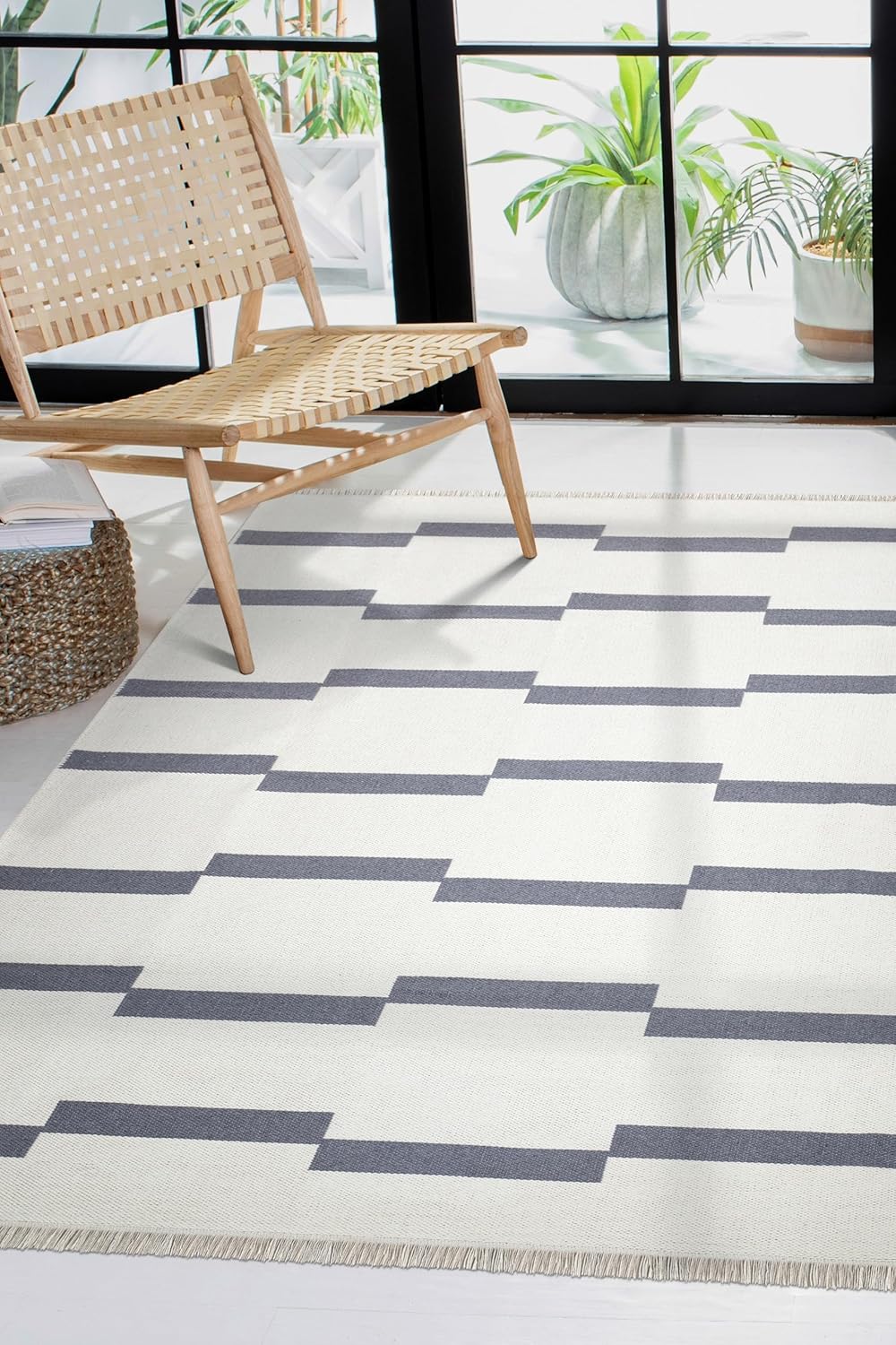 MEC HOME Karesse 130 Gri Kilim – Yıkanabilir, Modern, Çift Taraflı Halı | 7 Farklı Boyut | Salon, Yatak Odası, Mutfak ve Antre için Şık Dekoratif Halı-Kilim (80x120)