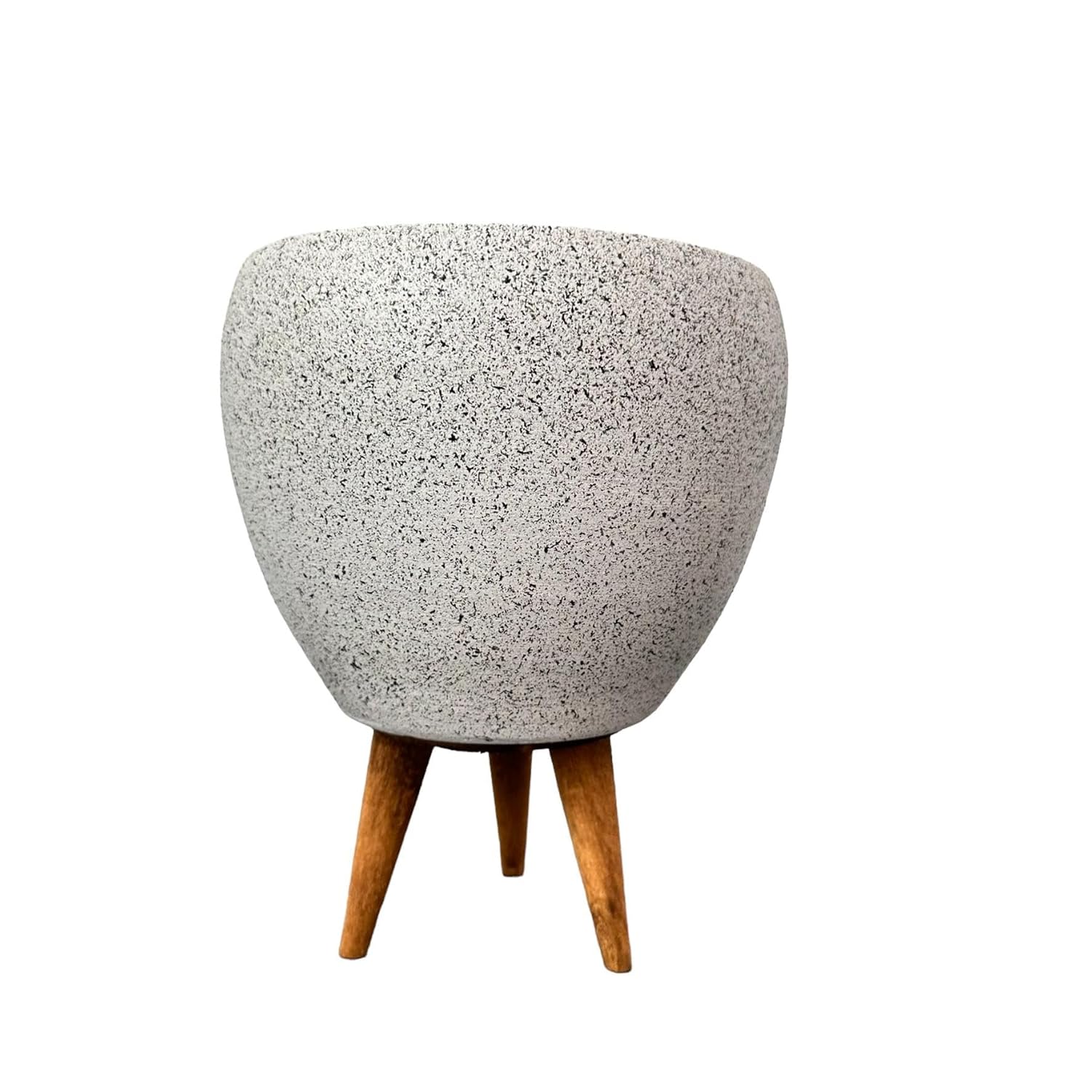 Bitki Tasarımı Ev Dekorasyon Beyaz Granit Toprak Saksı Saksılık Salon Çiçeklik 3 Ayaklı - 15 CM