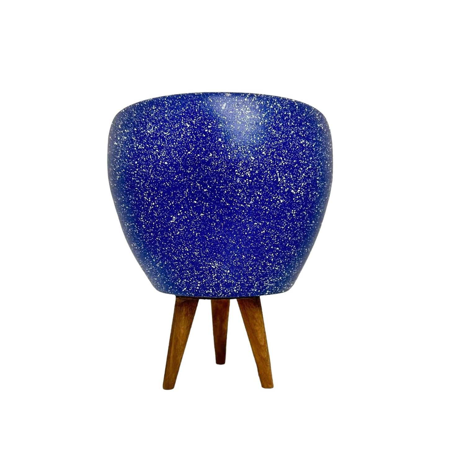 Bitki Tasarımı Ev Dekorasyon Lacivert Granit Toprak Saksı Saksılık Salon Çiçeklik 3 Ayaklı - 15 CM