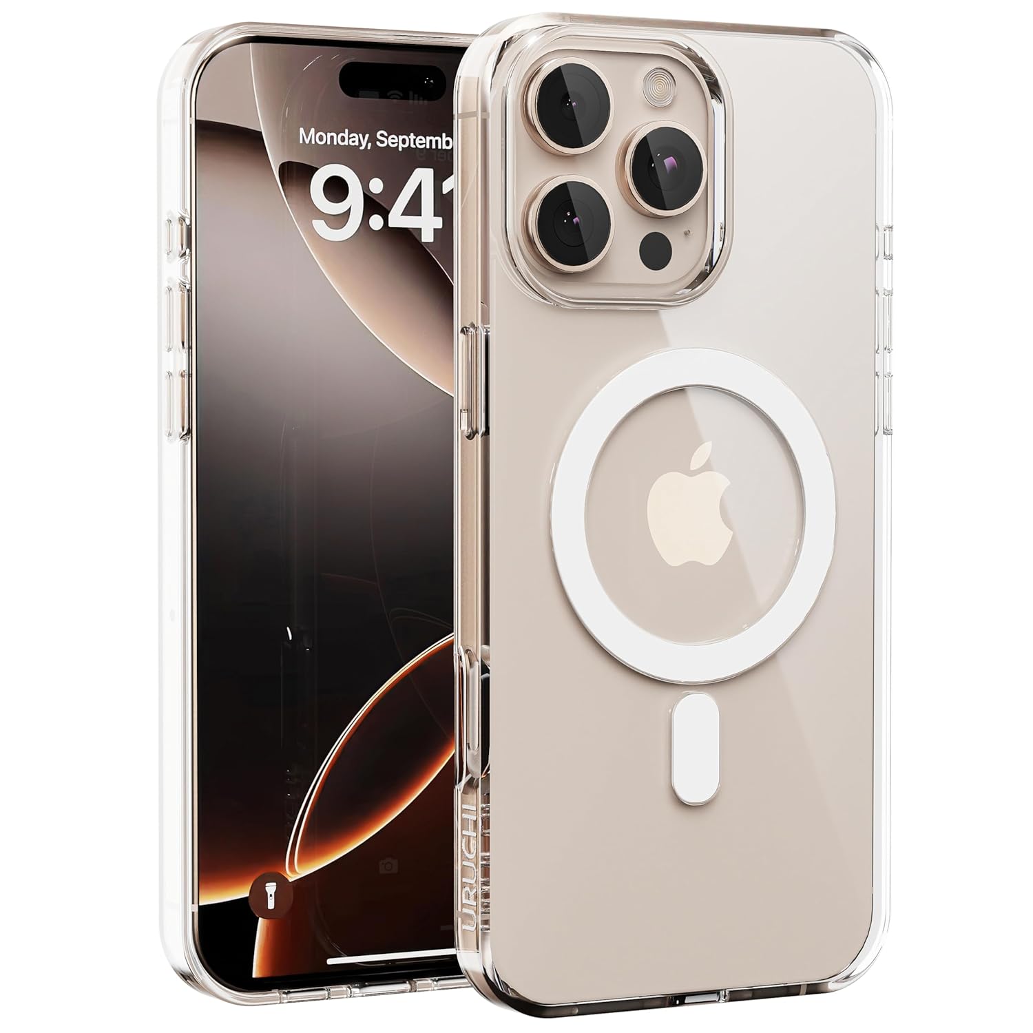 URUCHI iPhone 13/14 için MagSafe ile Uyumlu Kılıf, Manyetik Şeffaf Kılıf, Sararma Karşıtı Koruyucu, Darbeye Dayanıklı Şeffaf Kristal Kapak