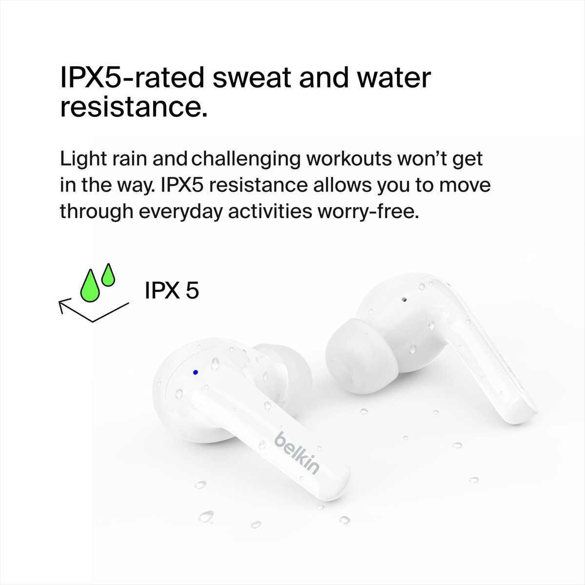 Belkin Soundform Motion True Kablosuz Bluetooth Kulaklık, Beyaz