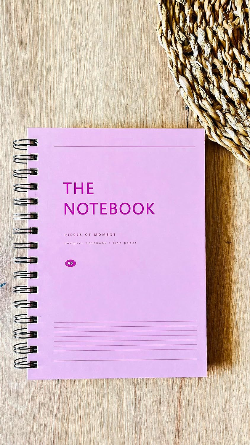 Fark Tanıtım Sert Mukavva Kapaklı Spiralli 80 Yaprak Çizgili A5 Not Defteri, Not Defteri, Okul Defteri, 8 Farklı Renk Seçeneği, Ofis İçin İdeal, Planlayıcı (Baby Pink Kapak Rengi)